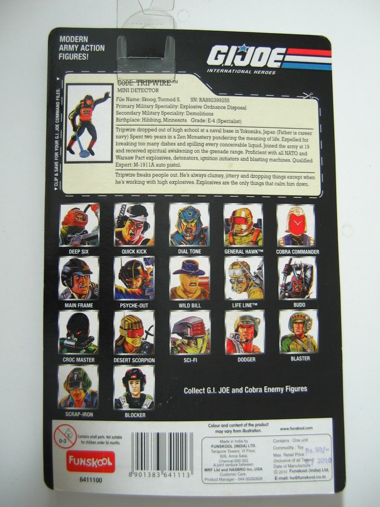 Gi joe Hasbro action figure ARAH vintage india trip wire 1983 2003